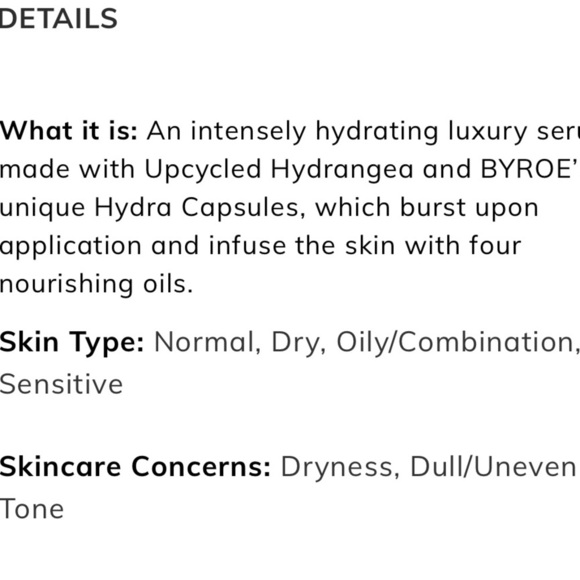 BYROE New York Hydrangea Tea Intensive Hydration Serum - Gold and White - Picture 4 of 7